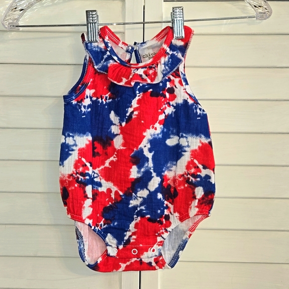 Chick Pea Patriotic Baby Romper with Matching Headband - Picture 3 of 6
